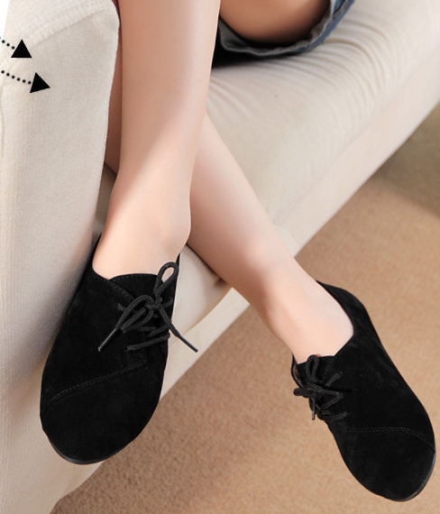 Black Korean Flat Shoes Import