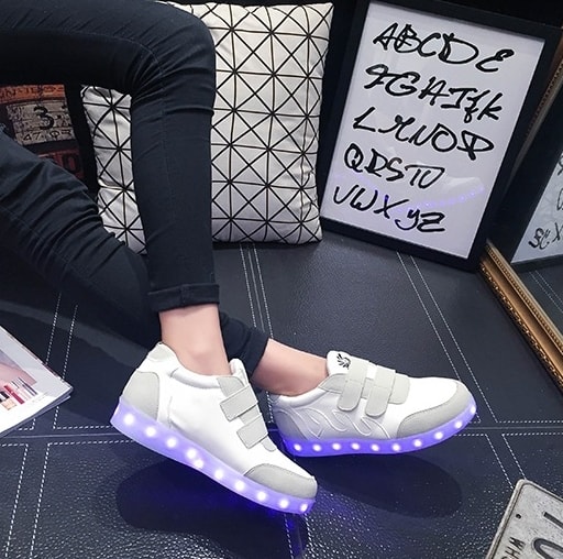 White Strap LED Sport Shoes - Female