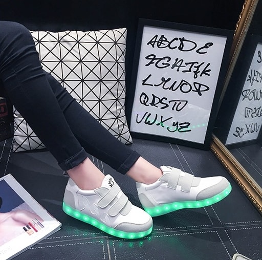 White Strap LED Sport Shoes - Female