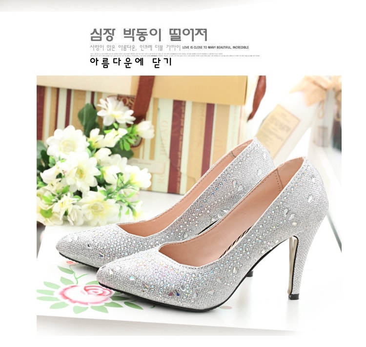 Silver Korea High Heel Party Shoes