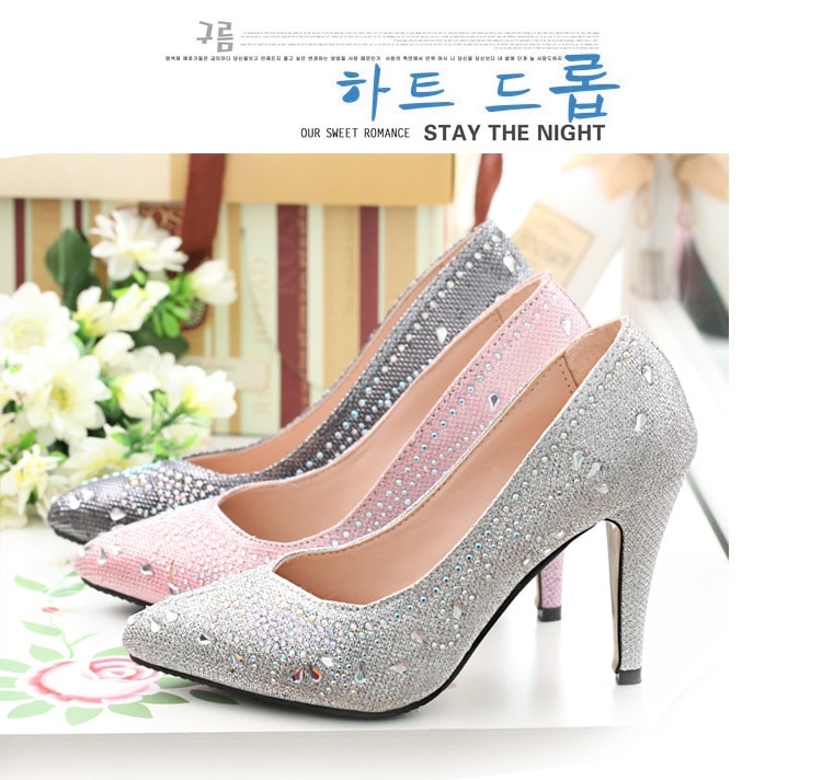 Silver Korea High Heel Party Shoes