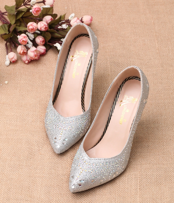 Silver Korea High Heel Party Shoes