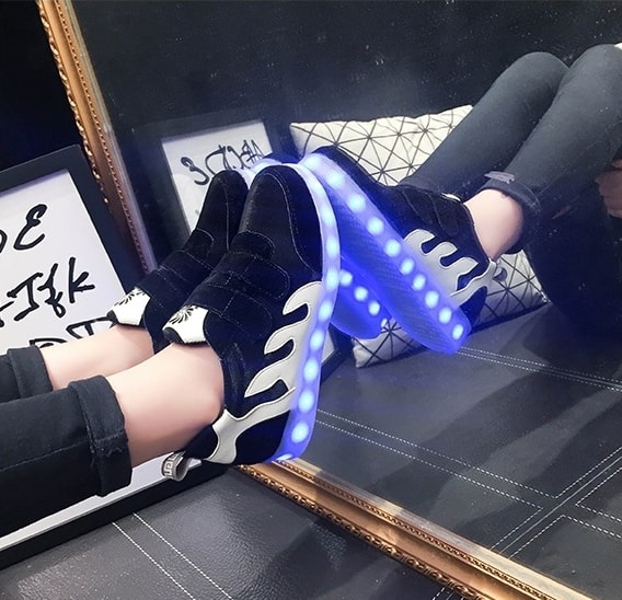 Black Strap LED Sport Shoes - Female