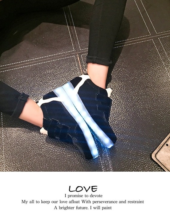 Black Strap LED Sport Shoes - Female