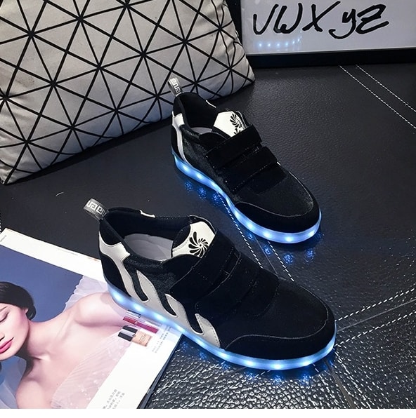 Black Strap LED Sport Shoes - Female