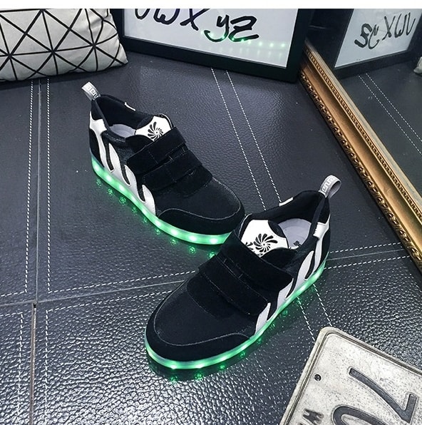 Black Strap LED Sport Shoes - Female