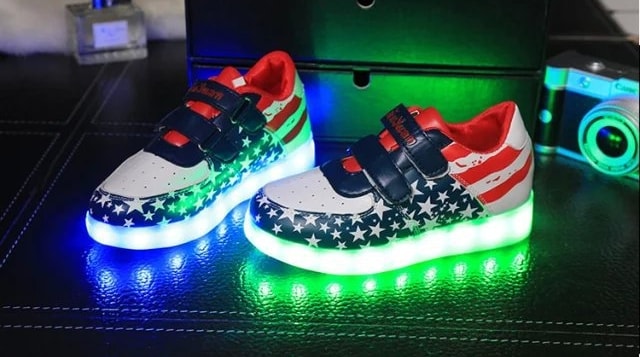 Blue Velcro Star Strap Led Shoes - Kids