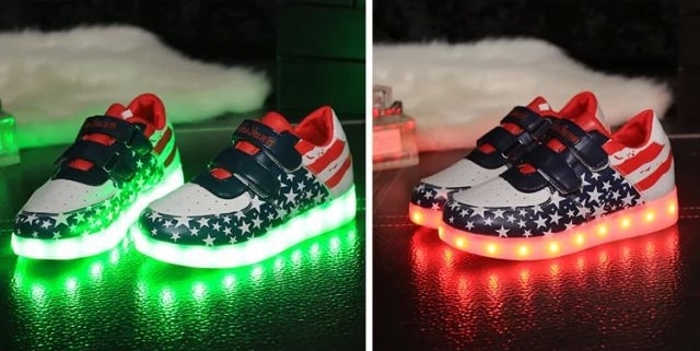 Blue Velcro Star Strap Led Shoes - Kids