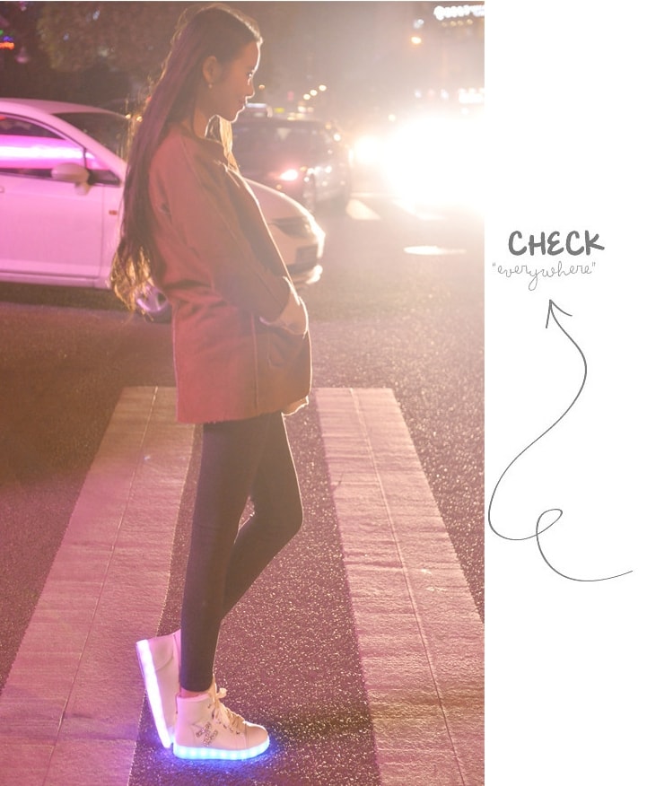 White High Top Luminous Led Shoes - Female