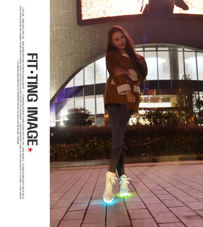 White High Top Luminous Led Shoes - Female