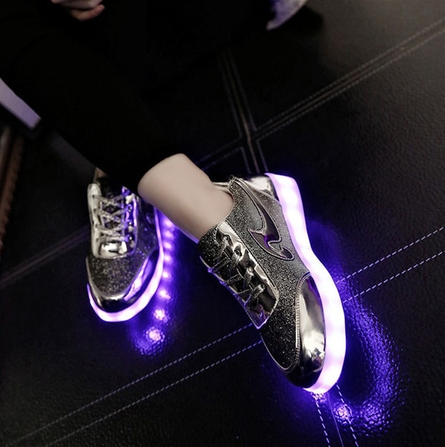 Gray Chrome Luminous LED Shoes - Female