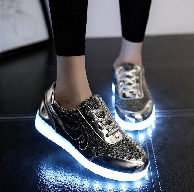 Gray Chrome Luminous LED Shoes - Female