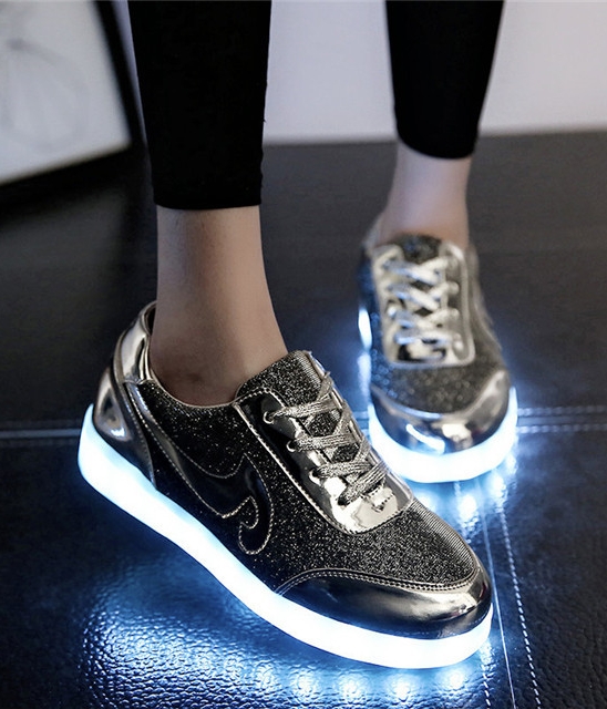 Gray Chrome Luminous LED Shoes - Female