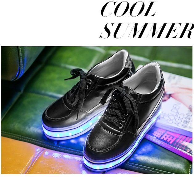 Black Thick Bottom Muffin LED shoes - Female