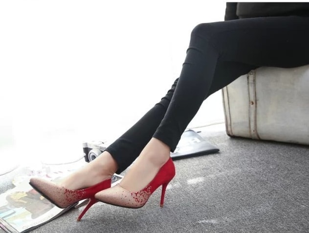 Red Korean High Heel Shoes Import