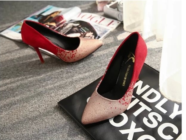 Red Korean High Heel Shoes Import