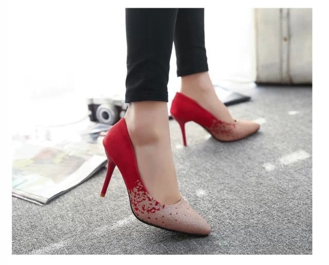 Red Korean High Heel Shoes Import