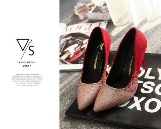 Red Korean High Heel Shoes Import