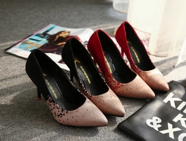 Red Korean High Heel Shoes Import