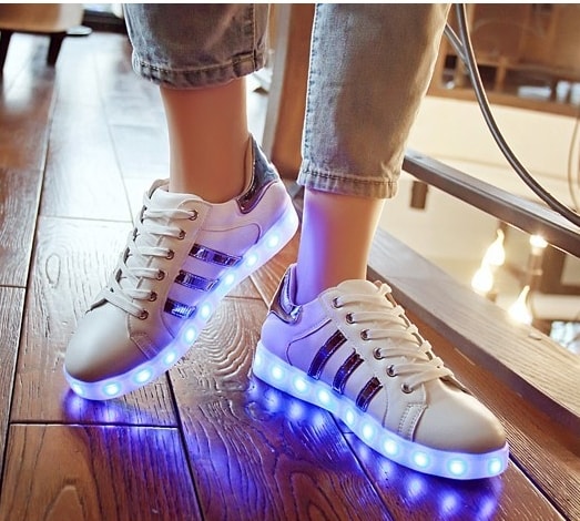 Gray Chrome Three Stripe Led Shoes - Female