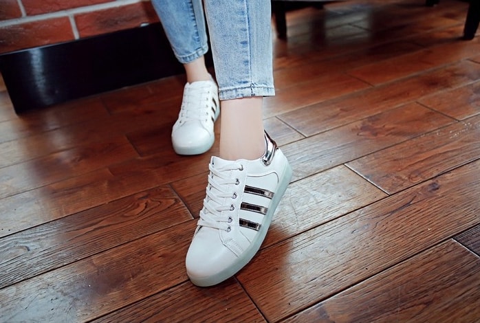 Gray Chrome Three Stripe Led Shoes - Female