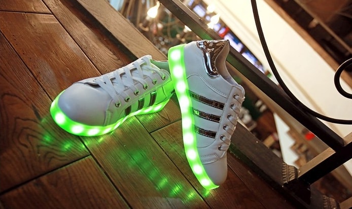 Gray Chrome Three Stripe Led Shoes - Female