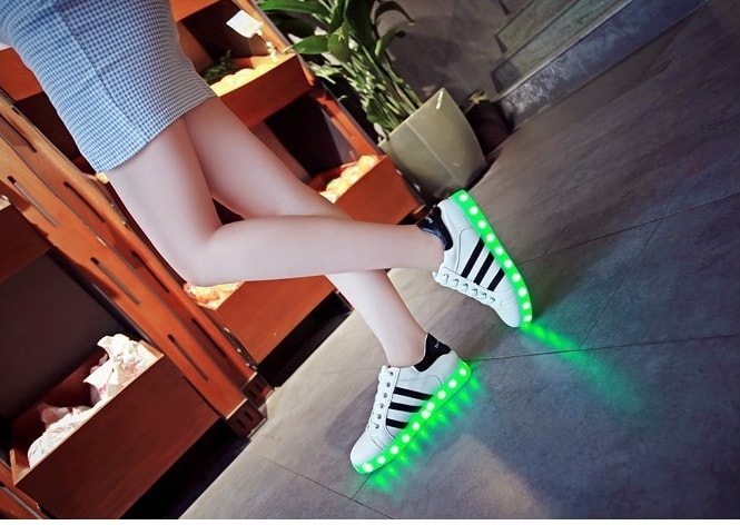 Black Chrome Three Stripe Led Shoes - Female