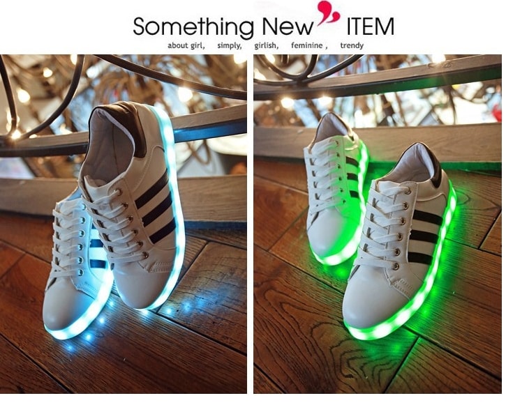 Black Chrome Three Stripe Led Shoes - Female