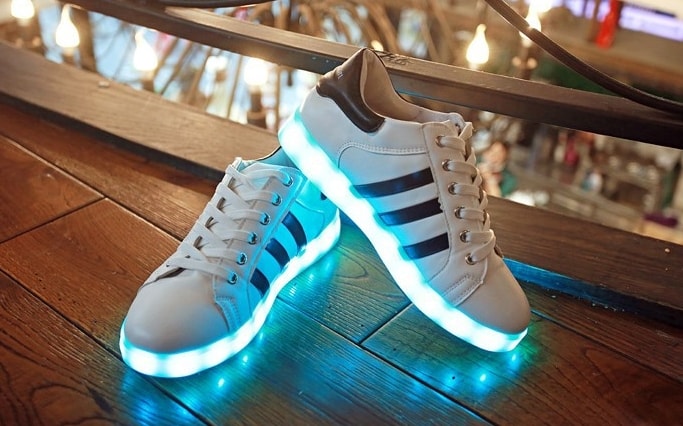 Black Chrome Three Stripe Led Shoes - Female