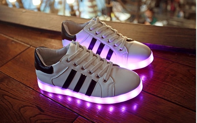 Black Chrome Three Stripe Led Shoes - Female