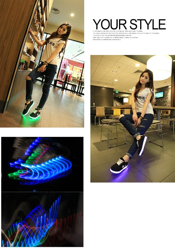 Black Star Casual Sport LED Shoes - Unisex Adult