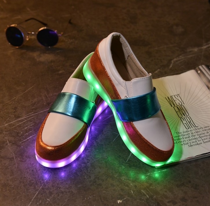 White & Blue Luminous LED Shoes - Female