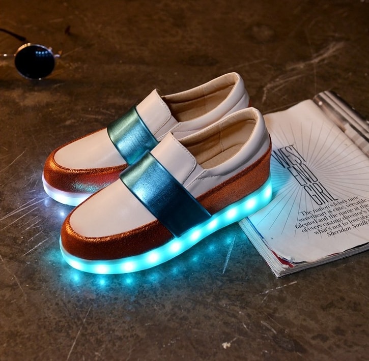 White & Blue Luminous LED Shoes - Female