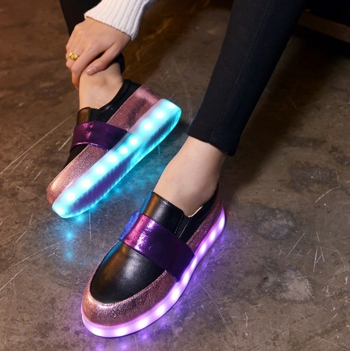 Black & Purple Luminous LED Shoes - Female