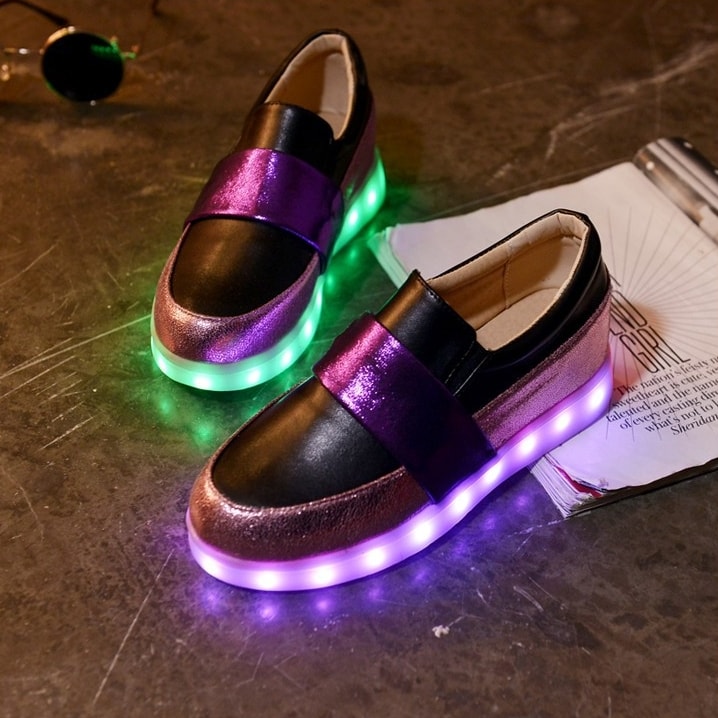 Black & Purple Luminous LED Shoes - Female