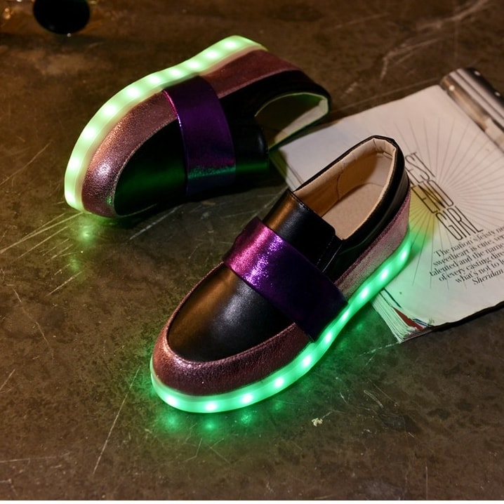 Black & Purple Luminous LED Shoes - Female