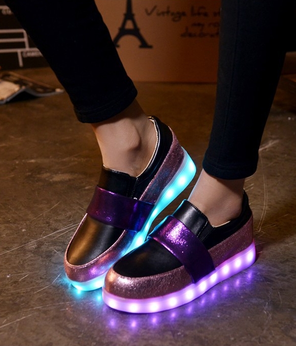 Black & Purple Luminous LED Shoes - Female