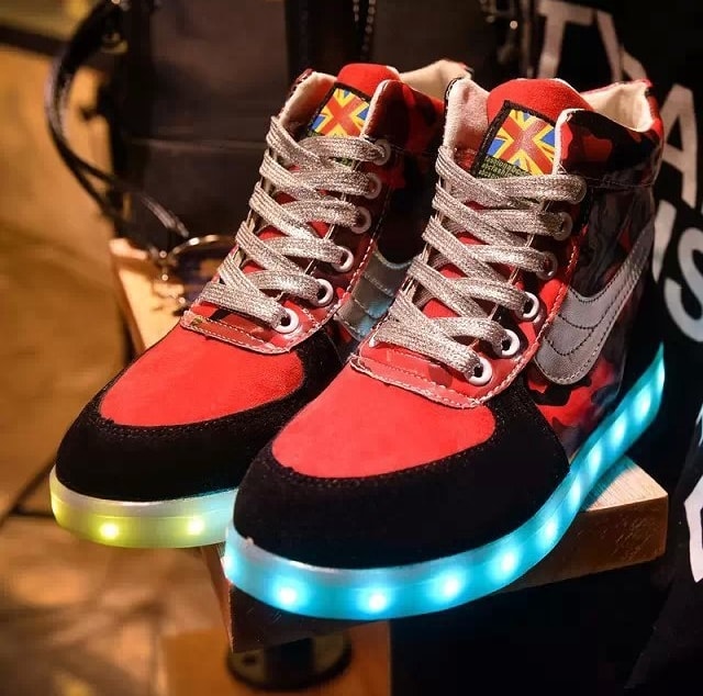 Black & Red Graffiti LED Boots - Female