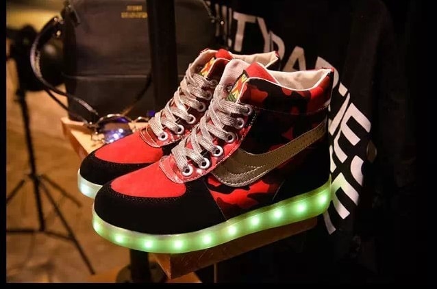 Black & Red Graffiti LED Boots - Female