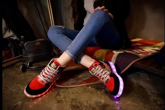 Black & Red Graffiti LED Boots - Female