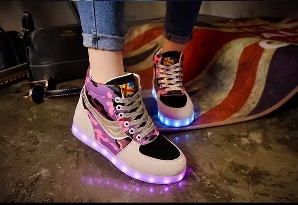 Black & Gray Graffiti LED Boots - Female