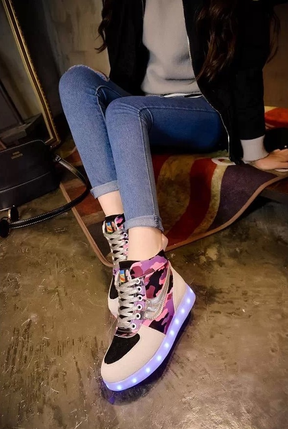 Black & Gray Graffiti LED Boots - Female