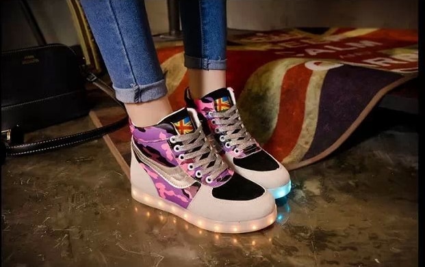 Black & Gray Graffiti LED Boots - Female