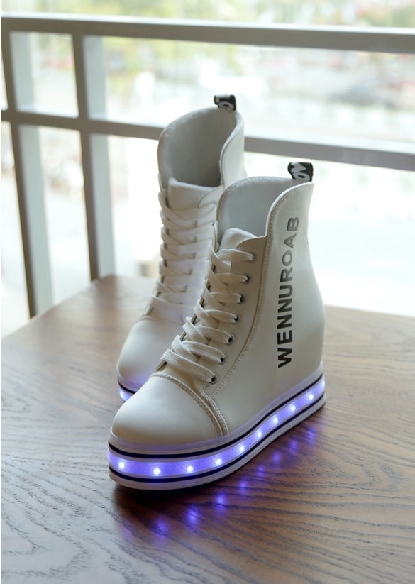 White High Top Trendy LED Boots - Female