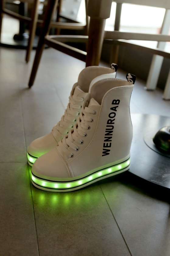 White High Top Trendy LED Boots - Female