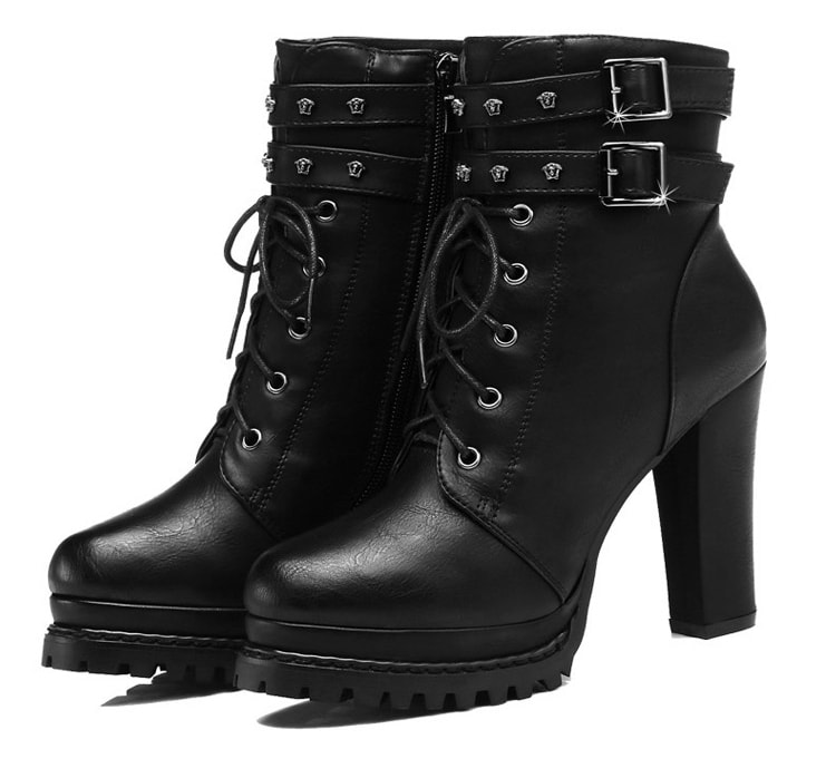 Black Biker High Heel Boots GuciHeaven Original