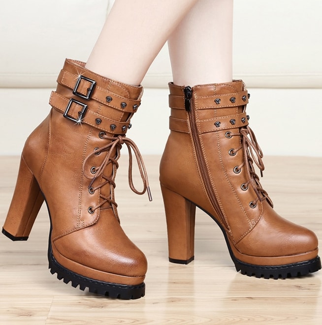 Brown Biker High Heel Boots GuciHeaven Original