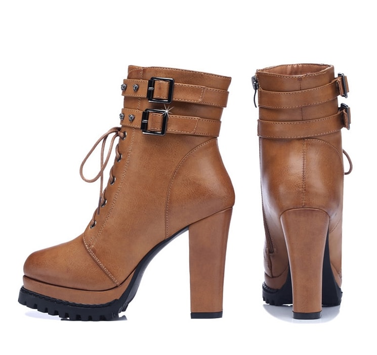 Brown Biker High Heel Boots GuciHeaven Original