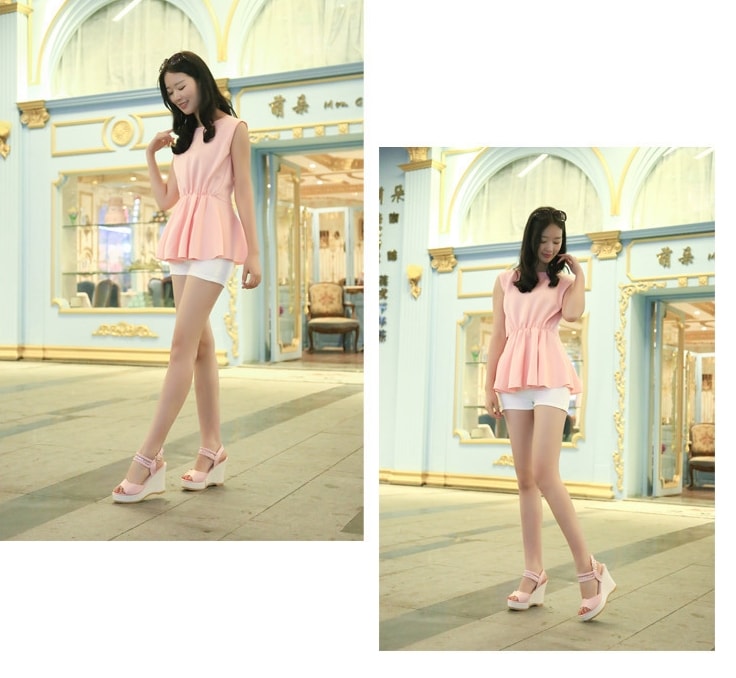 Pink High Heel Korea Wedges Import