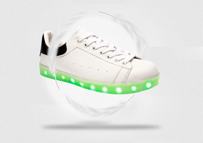 White Casual LED Sport Shoes - Unisex Adult